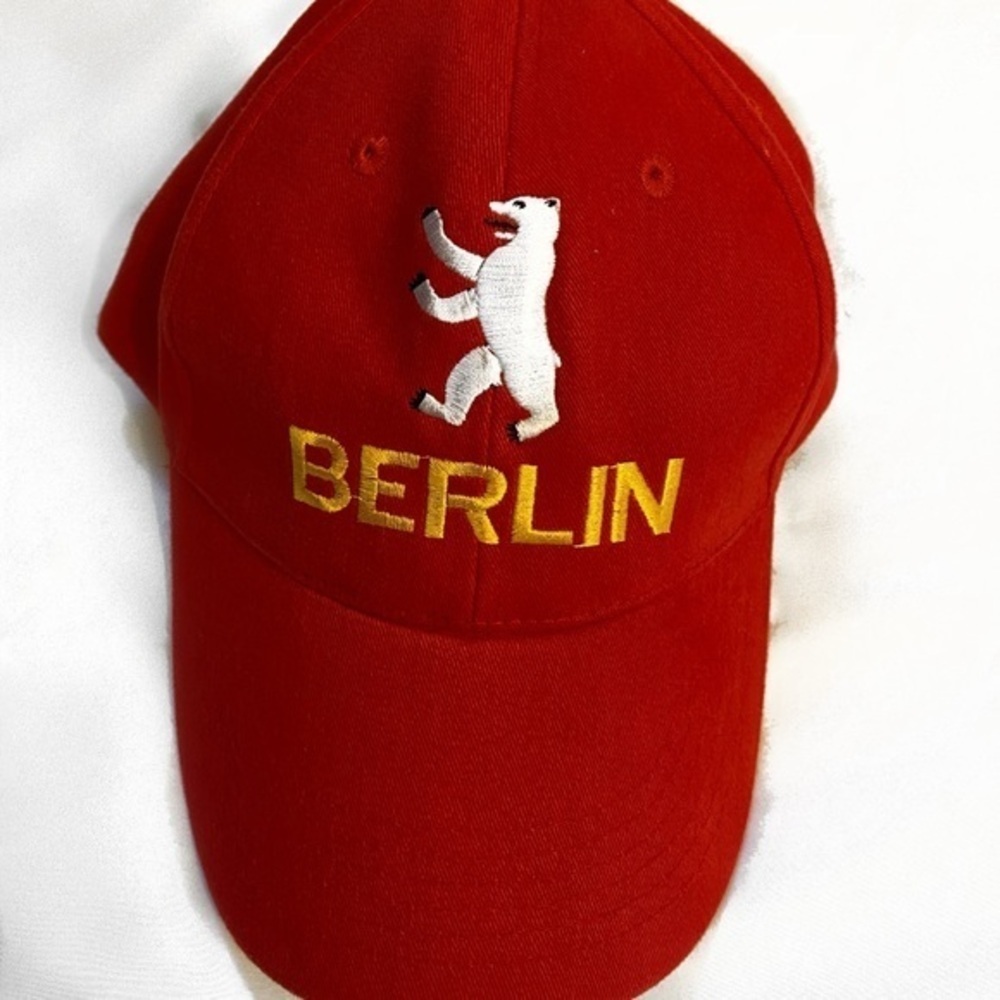 Berlin embroidery cap red gold white